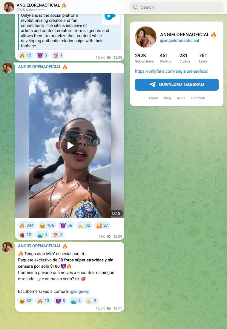 Vista previa del canal de Telegram Angie Lorena