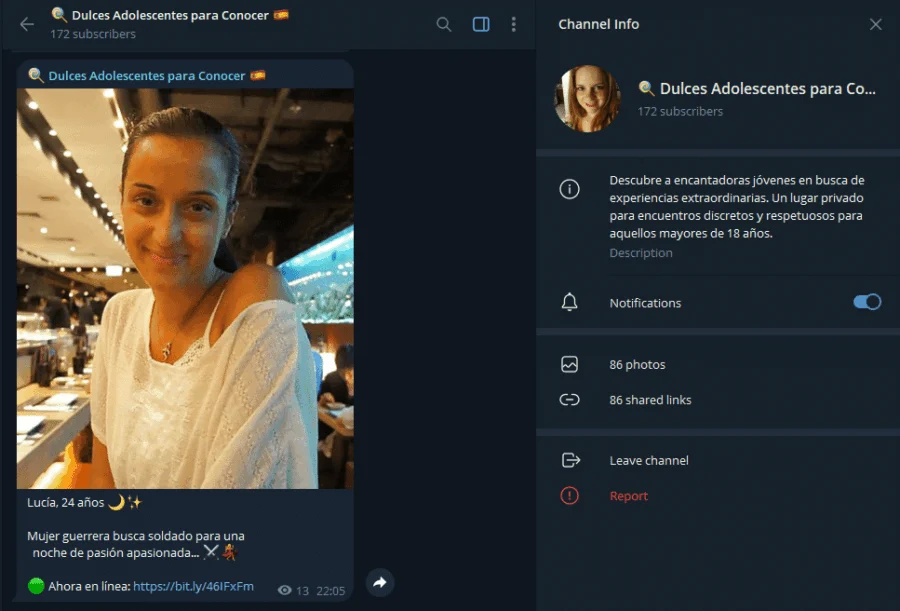 Vista previa del grupo de Telegram Dulces Teen para Conocer